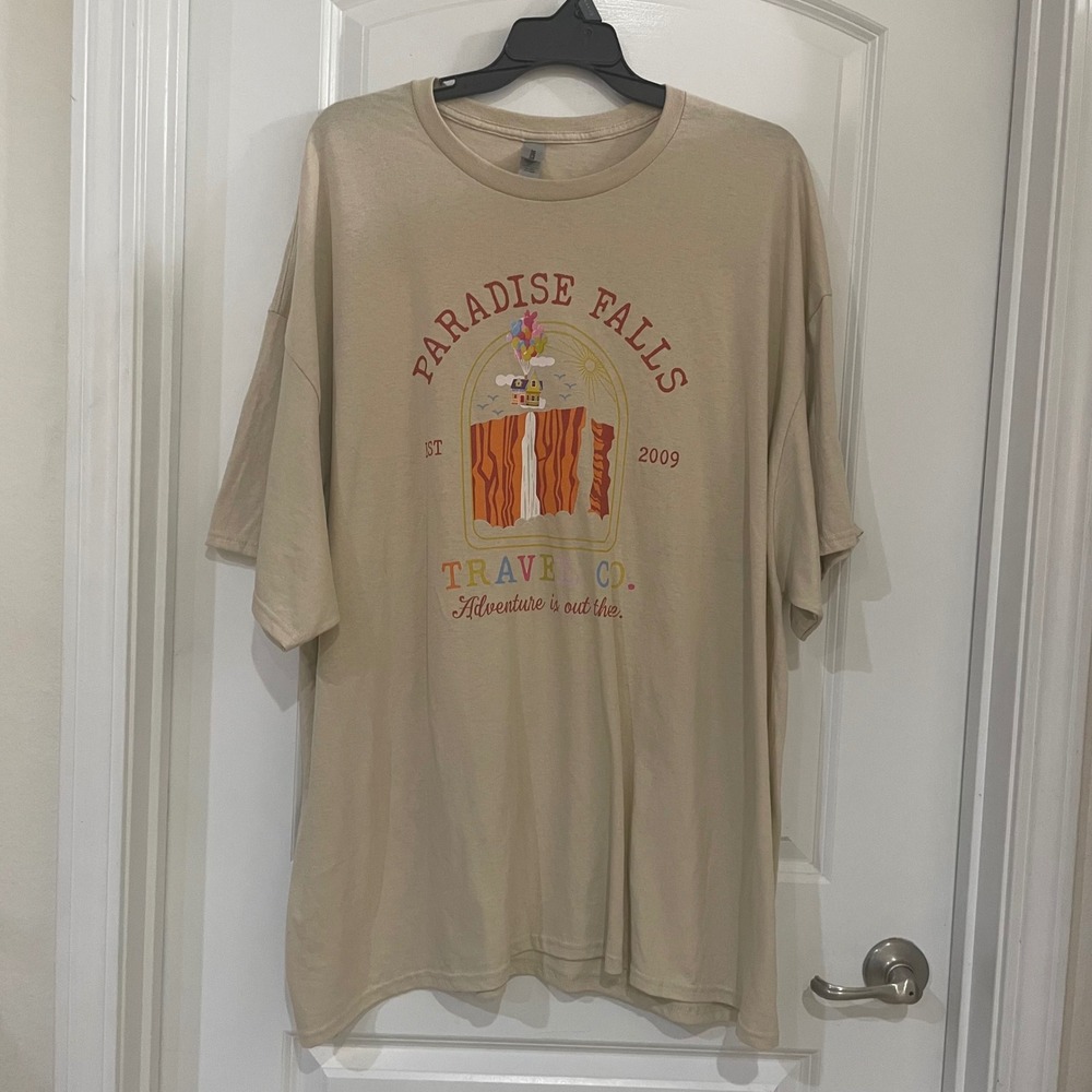 Disney Pixar UP Paradise Falls Travel Co. T Shirt Beige 4XL Gildan